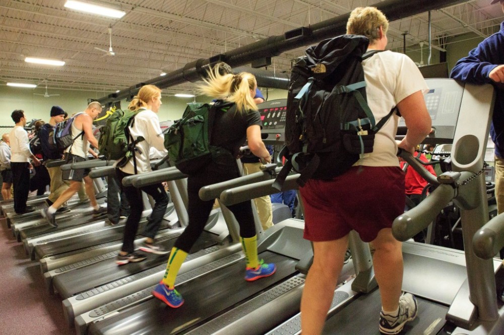 backpack treadmill climb